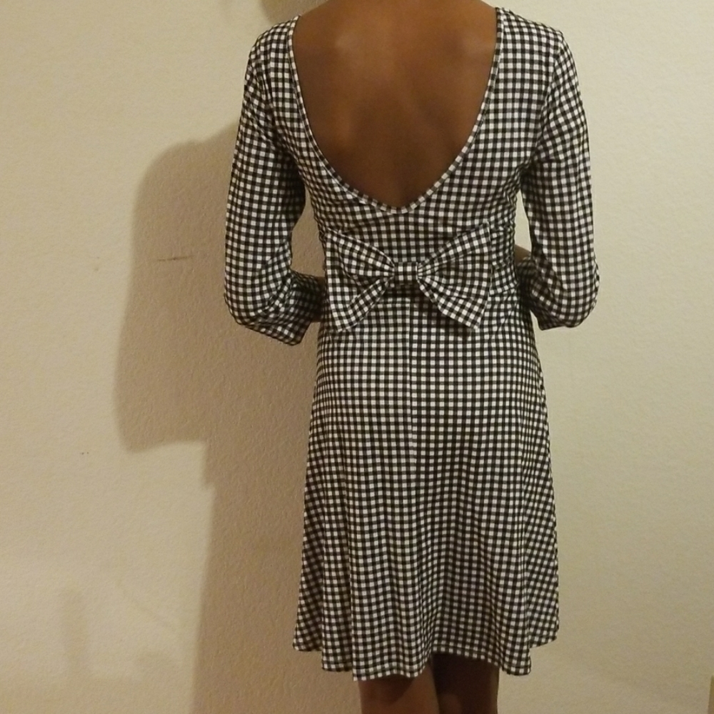 FINAL MARKDOWN Rue21 Black White Gingham Checkered Dress with Back Bow Sz L NWT - Picture 3 of 4